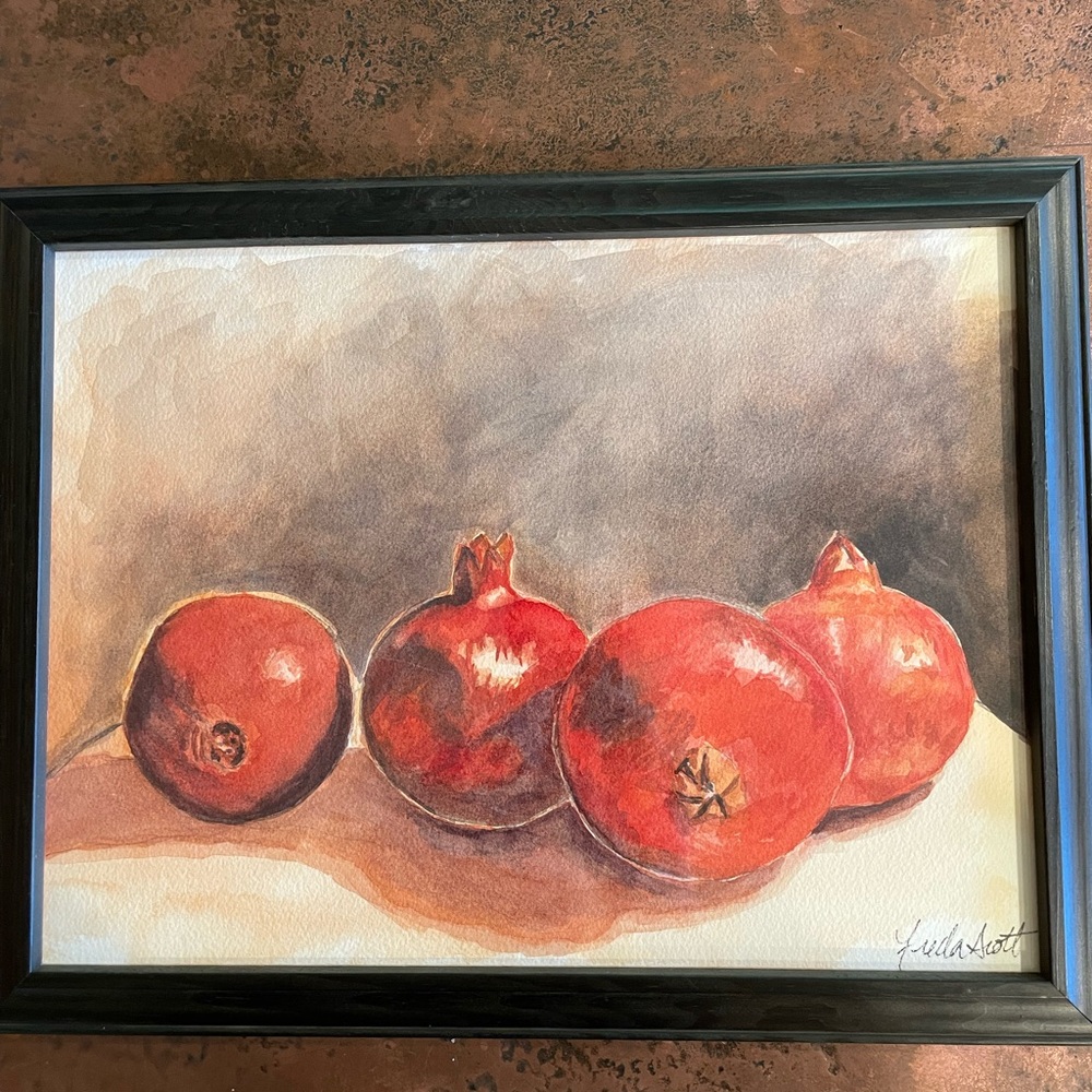 Red and Black Pomegranate Painting Art